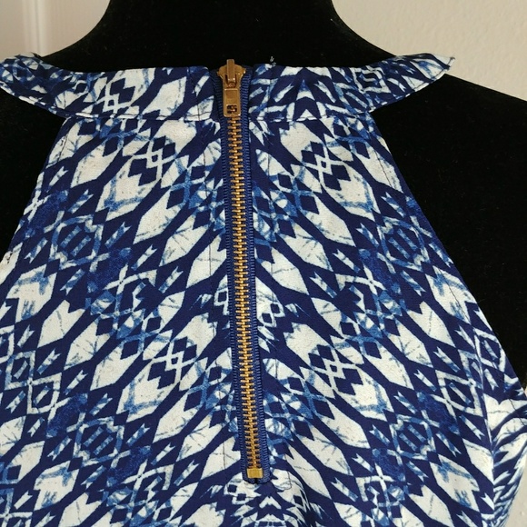 Olive & Oak blue and white tank top high low hem - Picture 5 of 8